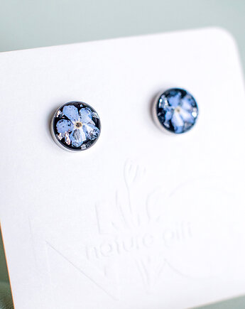 Kolczyki sztyfty z niezapominajkami, nature gift