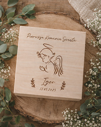 Pudełko na pieniądze I Komunia Święta Anioł, Perplat