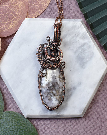 Miedziany wisiorek wire wrapping z dendrytem #223, Spirit Of Copper