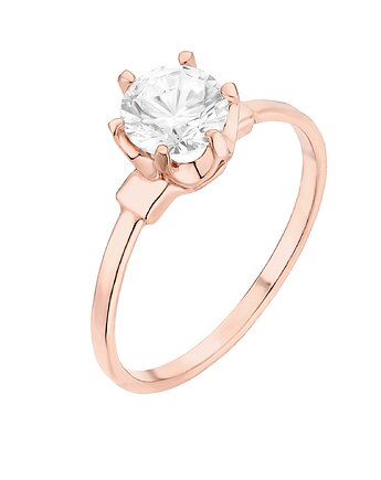 Pierścionek z różowego złota z małą cyrkonią, SOTHO