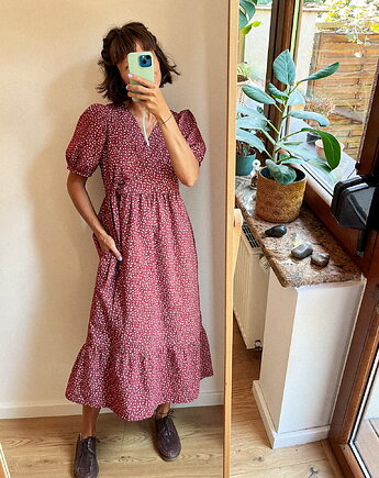 Sukienka kopertowa z falbaną / MARGARITA RED/, FLORISTA