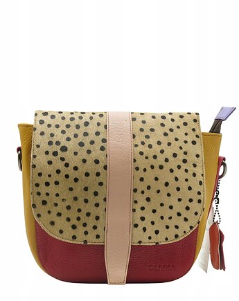 Torebka damska klasyczna skórzana regulowany pasek klapka wzór OLIVKA, Olivka Warsaw