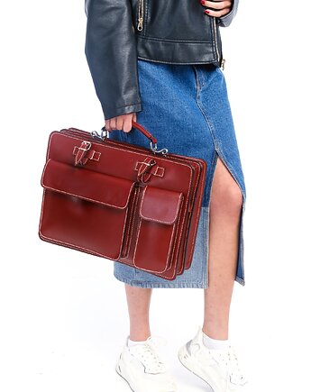 Skórzana Teczka - Aktówka - paski do przypięcia parasola  (7077), BOSCCOLO