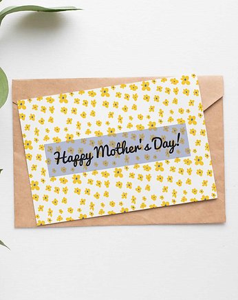 Kartka na Dzień Mamy - Yellow Daisies - ręcznie przygotowana ilustracja, wadimoo