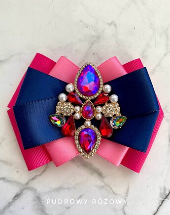 Brosza z kryształami w kolorze różowym  kameleon  New, Pudrowy Różowy