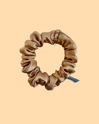 Gumka jedwabna, scrunchie, gumka do włosów, gumka satynowa ciepłe złoto MINI, Capillum