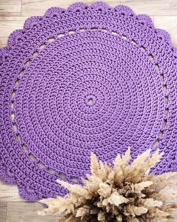 Dywan dywanik ze sznurka bawełna wrzos ręcznie szydełkowany serwetowy wzór, sznurki handmade