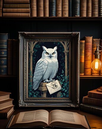 PLAKAT Hedwiga, list z Hogwartu, dekoracja Harry Potter, black dot studio