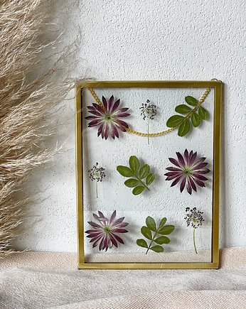 Złota ramka suszone kwiaty, Blossom Frame