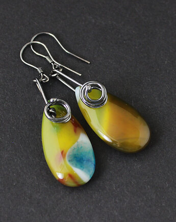 Kolczyki Tesna - agat i oksydowane srebro, Anna Mroczek