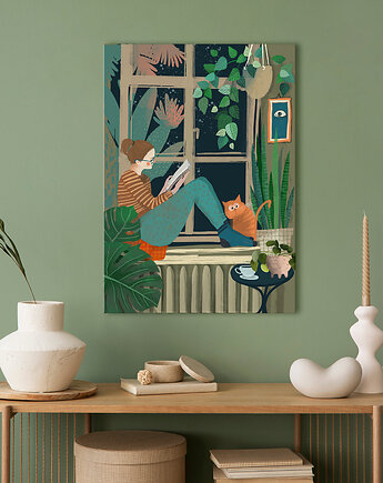 Obraz na płótnie Wieczór przy oknie 50x70cm, NOWdeco