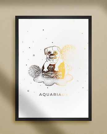 Plakat złocony - Mops Aquariaus, PADE SPACE