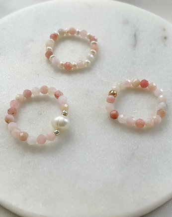 Pierścionek elastyczny Rose opal różowy perły, Mystic Girl