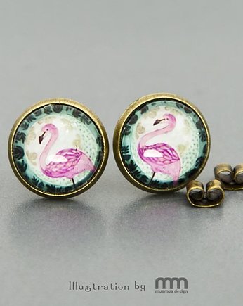 Flamingo kolczyki wkrętki, muamua design