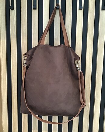 Torba na ramię XXL - ciemny brąz, karmel, PRACOWNIA 166