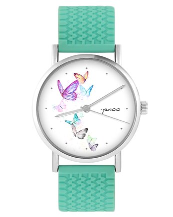 Zegarek - Motyle - silikonowy, turkus, yenoo