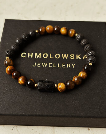 Bransoletka męska Turmalin i Tygrysie Oko, Chmolowska Jewellery
