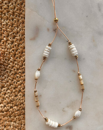 Letnie wibracje - bransoletka na kostkę z Muszlą i  Masą perłową, Ili arte biju