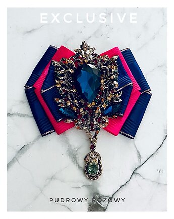 Brosza  z Ogromnym kryształem 1 szt NEW, Pudrowy Różowy