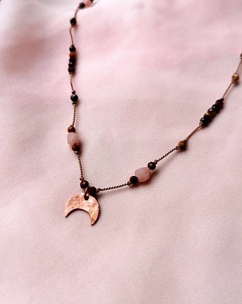 Choker z lunulą z różowych opali, KRASNA Design