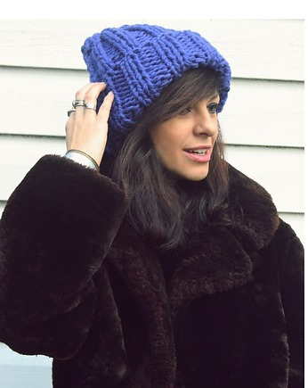 Chabrowa czapka  chunky beanie  z wełną, Mademoiselle Patrini