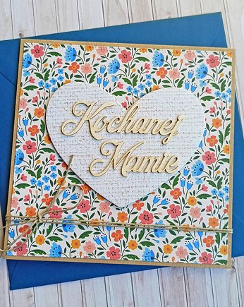Dla Mamy : kartka handmade : kwiaty FOLK, kaktusia