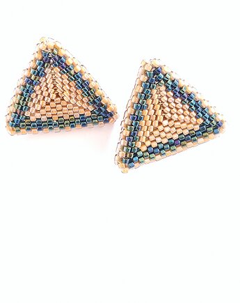 Kolczyki Trójkątne Sztyfty "Tropikalna Noc", Bead Wonderful