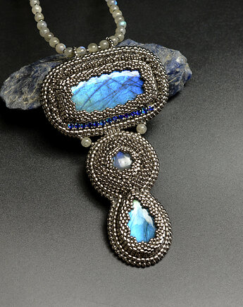 Vivino, naszyjnik z labradorytami, beading, Sol