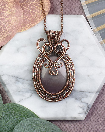 Miedziany wisiorek wire wrapping z mookaitem #540, Spirit Of Copper