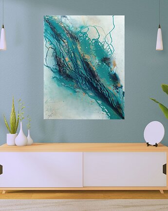 ŹRÓDŁO 70x90 cm Akryl na płótnie Duży obraz Abstrakcja do salonu, Joanna Bilska
