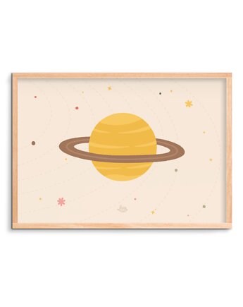 Planeta Saturn plakat Montessori, Lisia Rodzinka