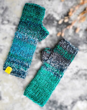 Rękawiczki bez palców MAXCOLOR mitenki "morska toń", sploteka