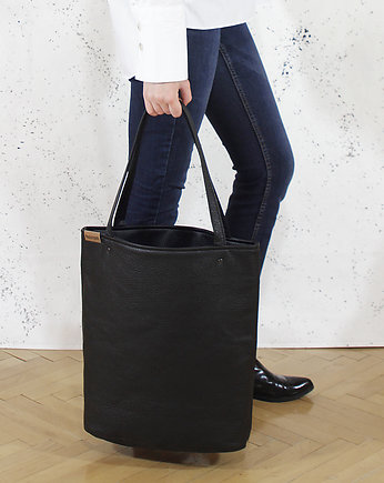 Shopper XL torba czarna z teksturą na zamek, hairoo