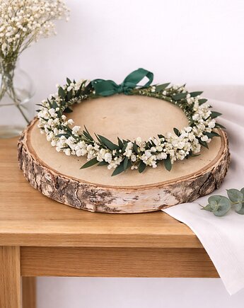 Wianek na głowę eukaliptus + gipsówka, Łąka