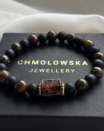 Bransoletka męska Bronzyt i Agat Unikat, Chmolowska Jewellery