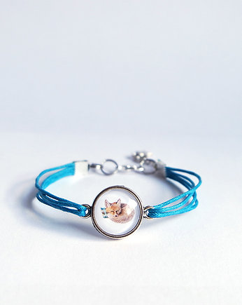 Bransoletka - Lisek - niebieska, sznurki, yenoo