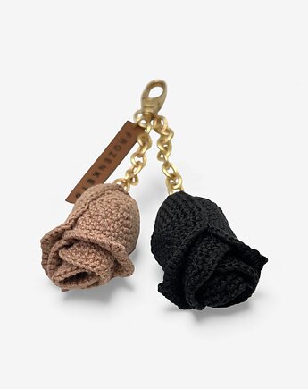 Brelok Dwie Róże - Beż i Czerń, Frozen Keys