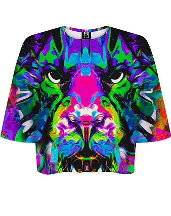 DR.CROW T-shirt Krótki CROP Lew Tiger, DrCrow
