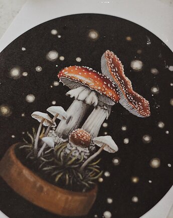 Ilustracja  z grzybami - muchomorki, MiloMaluje