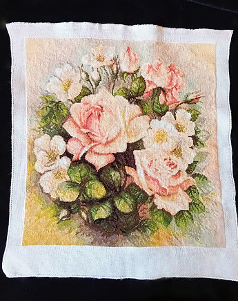 Haft na kanwie Róże, ZeStrychu Handmade