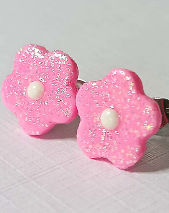 Kolczyki różowe kwiatki, OMIFIMO