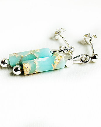 Niebieskie kolczyki z jaspisem, srebro 925, Anemon Atelier