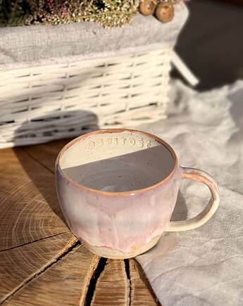 Kubek z napisem "Obfitość" 380ml, fiolet, JD loves CERAMICS