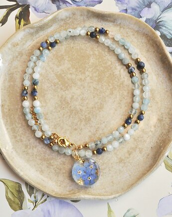 Naszyjnik z akwamarynem i  niezapominajkami, Colie