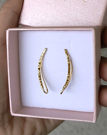 Komplet Kolczyk- nausznica Młotkowana Gold srebro pozłacane, ZIĘBA