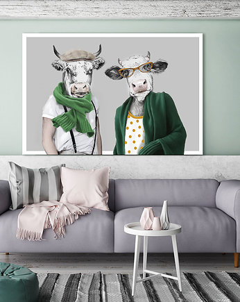 OBRAZ NA PŁÓTNIE -PARA BYK I KROWA 120x80cm, LUdesign gallery