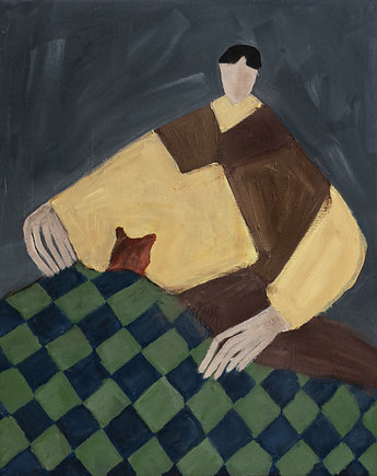 ORYGINAŁ. Obraz na płótnie - Pod kocykiem 50x40x4 cm, Gosia Sendlewska