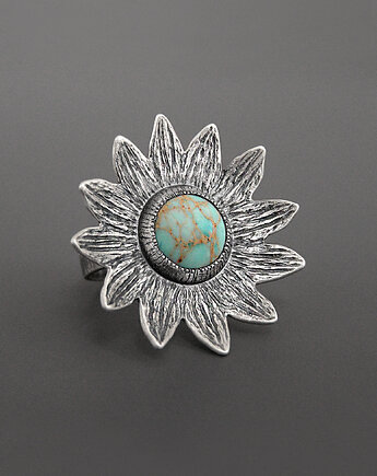 Pierścionek Kwiat, Jaspis, srebro 925, rozmiar 9-14, Pastelove Jewelry