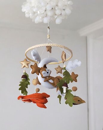 Leśna karuzela handmade , lisek na księżycu,  dostępna, By Mamusia