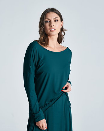 Longsleeve z wiskozy butelkowa zieleń, odCZAPY
